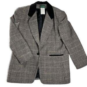Harvé Benard Wool Plaid Blazer Academia Classic Tailored Size 14
